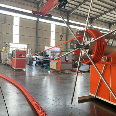 PE PP Fully Automatic Spiral Pipe Extrusion Line With 100m Roll Winding Machine