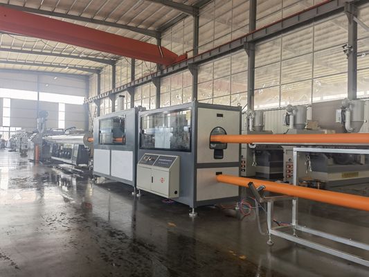 Single Screw Design PE MPP Pipe Extrusion Line With 9 Meters Long Vacuum Tank And Exported Standard Packing